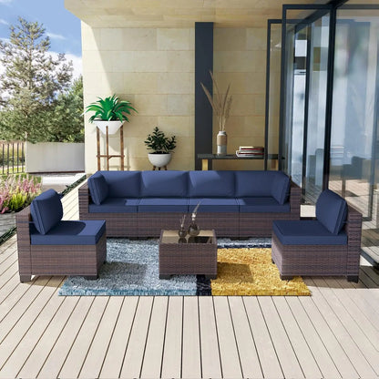 12 Piece Patio Furniture Set, Outdoor Wicker Sectional Sofa, Customized
