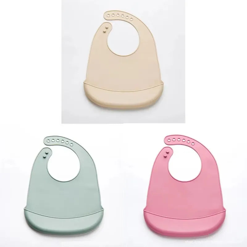 1-3pcs Baby Bib Adjustable Waterproof Bibs Babies Soft Edible Silicone Newborn Saliva Dripping Towel Drooling Scarf BPA Free