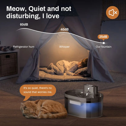 2.2L Wireless Automatic Cat Water Fountain Infrared Sensor Smart Pet Fountain 2600mAh Pet Water Dispenser for Cat Pet to Drink