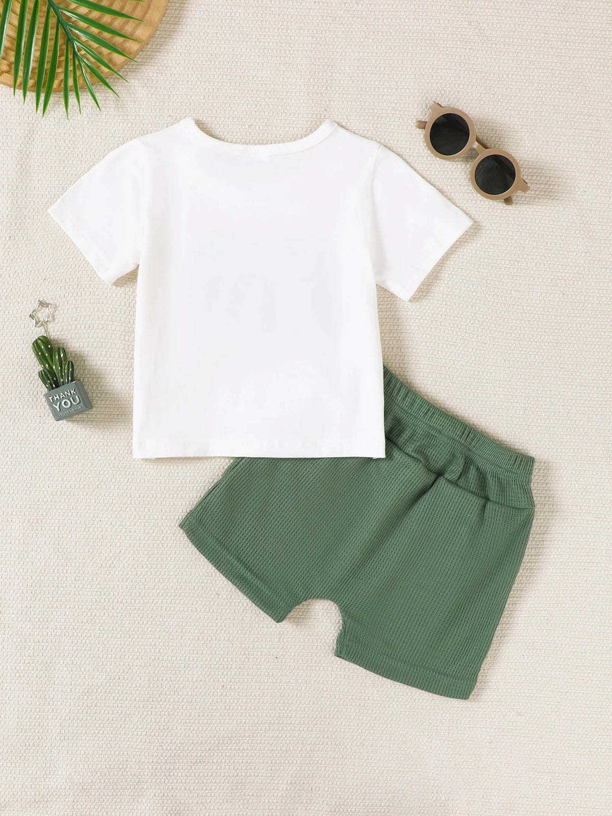 2pcs Baby Boy Set Mom's Boy Letter Pattern Short Sleeve+shorts Set