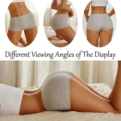 FINETOO 3PCS Women Seamless Cotton Boxer Short Solid Color High Rise Elastic Underwear Female Breathable Boyshorts Sexy Lingerie