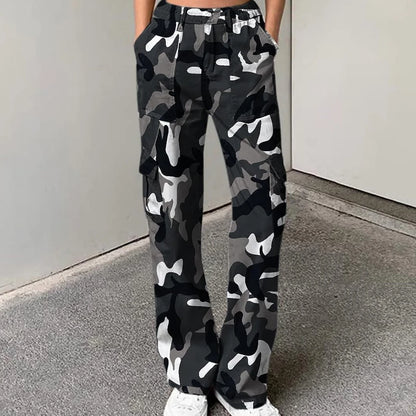 Premium Soft Women's High Waist Cargo Pants Camouflage Print Loose Fit Full Length With Pockets Casual Style OEM Factory Direct