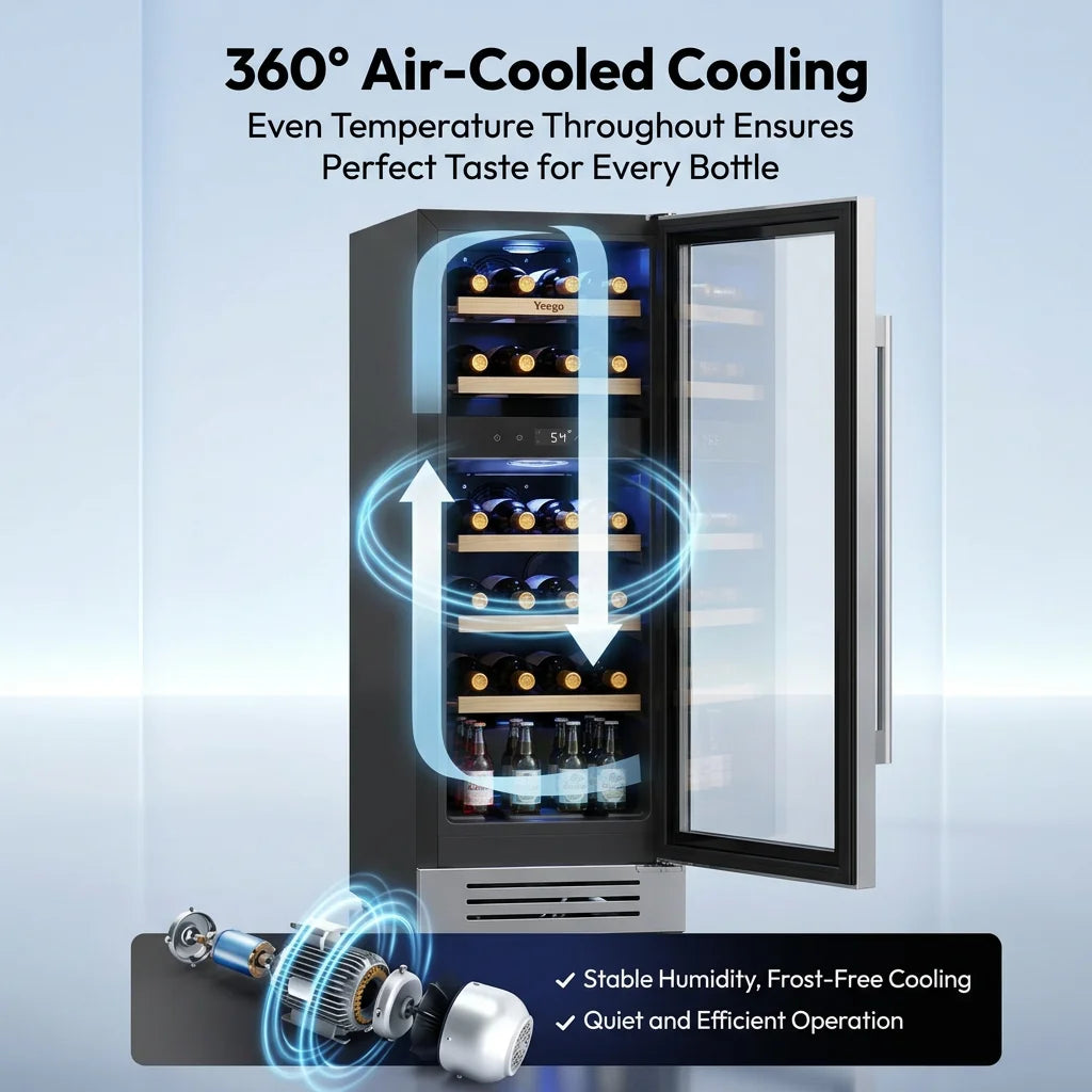 Wine Fridge Cooler 12 Inch Wine Fridge Hold 17 Bottles, Wine Refrigerator Glass Door Built-in Wine Storage Cabinet For Home Kitchen Bar