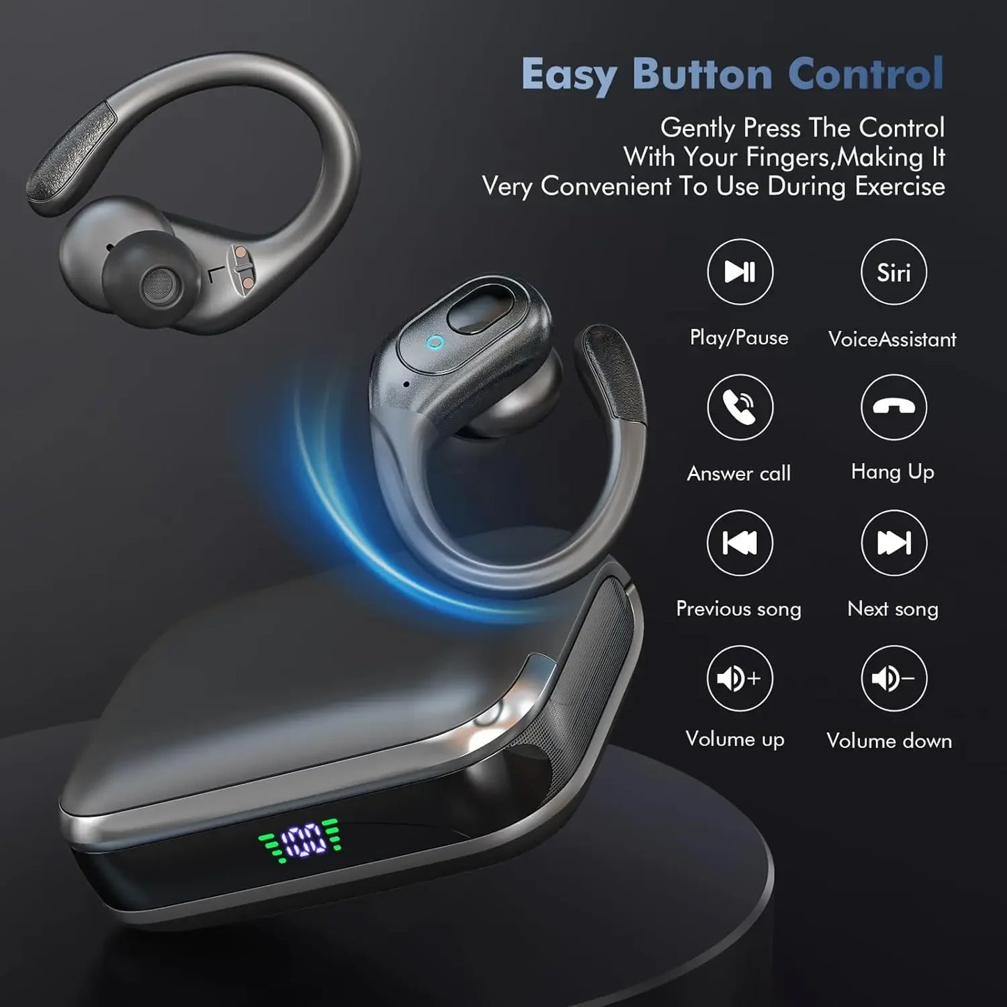 Bluetooth Earbuds Wireless Earphones Sport EarHook Headset 9D Hifi Stereo Sound Waterproof Headphones In Ear With Mic for Phones