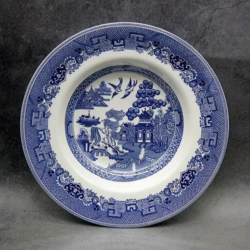 The Blue Willow Set Dinner Elegant England Ware Style Ceramic Breakfast Beef Plate Dishes Dessert Soup Dish Bowl