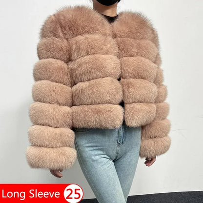 2023 Natural Real Fox Fur Coat Women Winter Warm Luxury Fur Jacket Detachable Long Sleeves Female Vest Furry Coats Outerwear