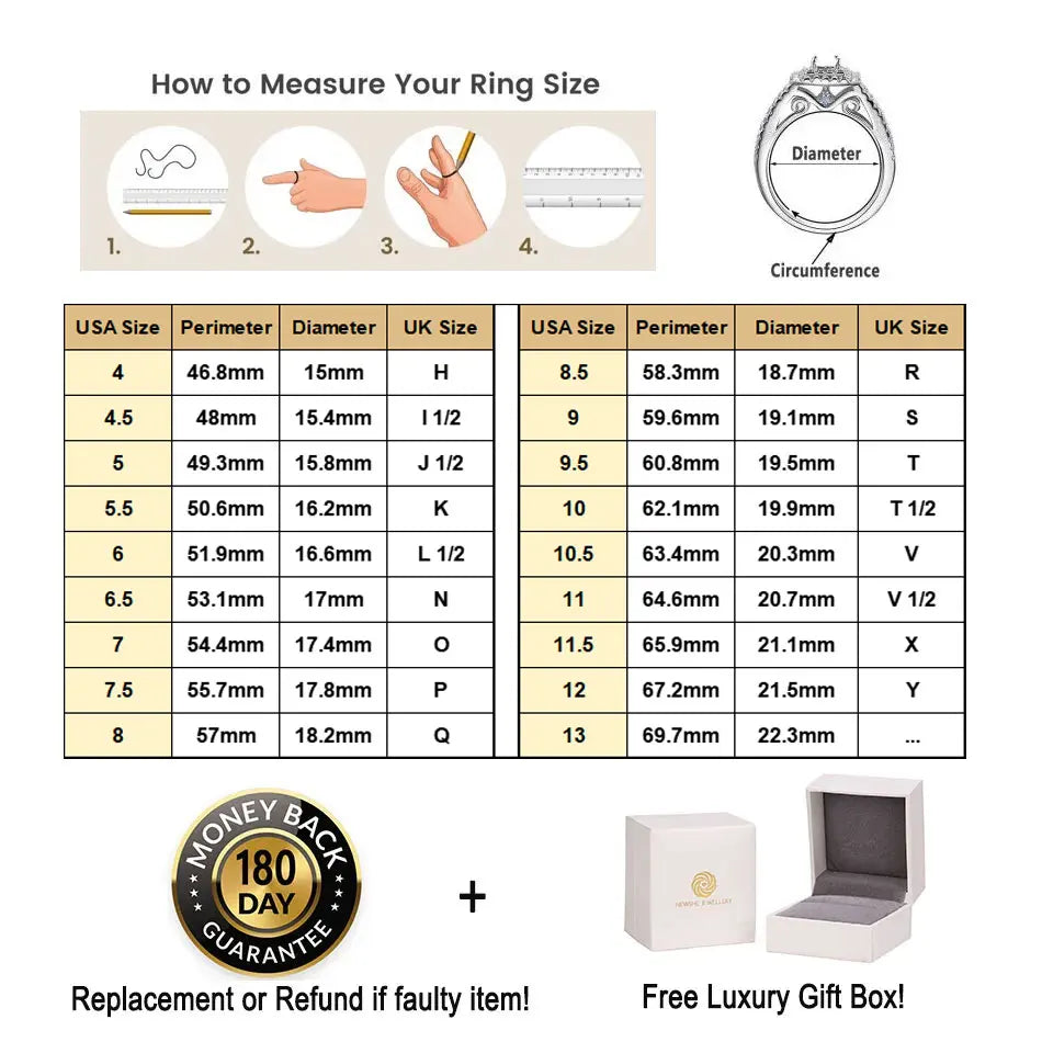 Newshe Certified Moissanite Weddings Ring Set for Women Luxury 925 Sterling Silver Halo Princess Cut Elegant Jewelry