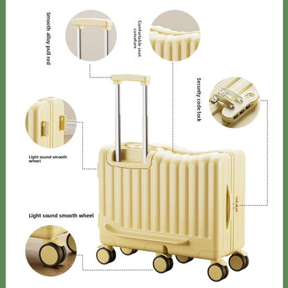 New Child Riding Suitcase Luggage with Password Lock 6 Wheel Spinner Easy Travel Companion TSA Approved Suitcases Set Travel Bag