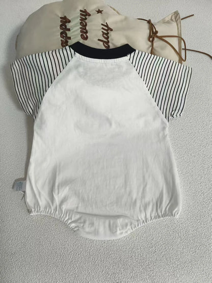 New Summer Newborn Baby Cotton Bodysuit Striped Short Sleeves Onesie 0-2Y Infant Cartoon Baby Boys Girls Jumpsuit