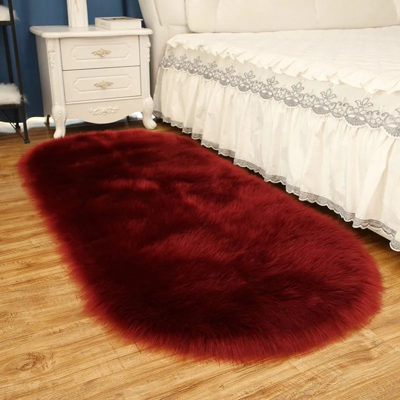 Oval Fur Rugs Bedroom Thicken Fluffy Carpet Living Room Bed Down Children's Floor Hairy Soft Sofa Foot Mat For Home Accessories