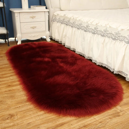 Oval Fur Rugs Bedroom Thicken Fluffy Carpet Living Room Bed Down Children's Floor Hairy Soft Sofa Foot Mat For Home Accessories