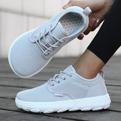 Men's and Women's Barefoot Shoes Wide Version Simple Platform Walking Sneaker Lace Up Outdoor Lightweight Casual Running Shoes