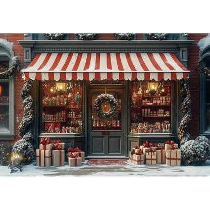 Christmas Candy Toy Store Christmas Tree Gift Theme Banner Background, Birthday Party Decoration Photography Background Cloth