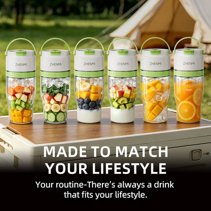 ZHENMI J27 BPA-Free Cordless Portable Personal Blender – 24oz Ice Crushing Blender for Shakes & Smoothies, USB Rechargeable, Lightweight & Compact Design with Modern Look, Easy to Clean, Fits Most Cup Holders & Backpacks, D