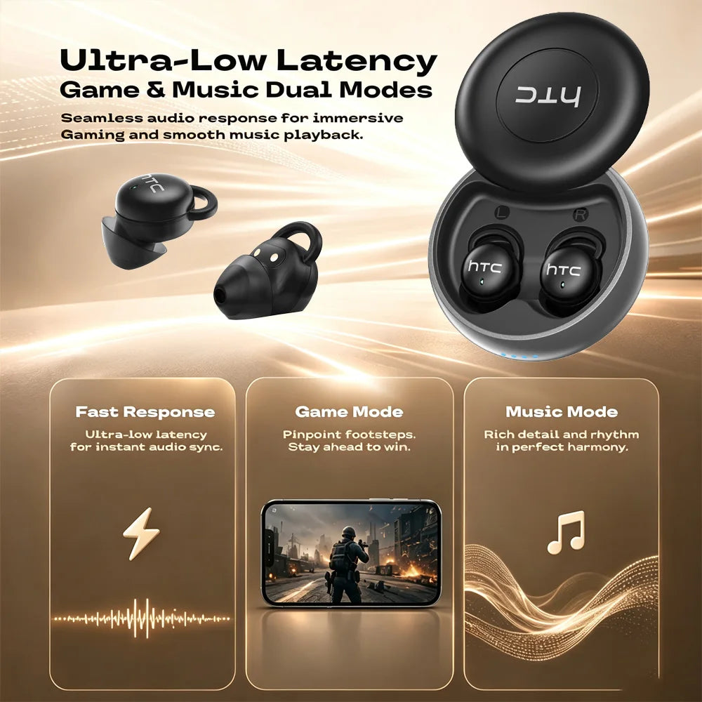 HTC NE91 Sleep Earbuds Wireless Bluetooth Earphones Comfortable To Wear Headphones ANC Noise Cancelling Low Latency Clear Sound