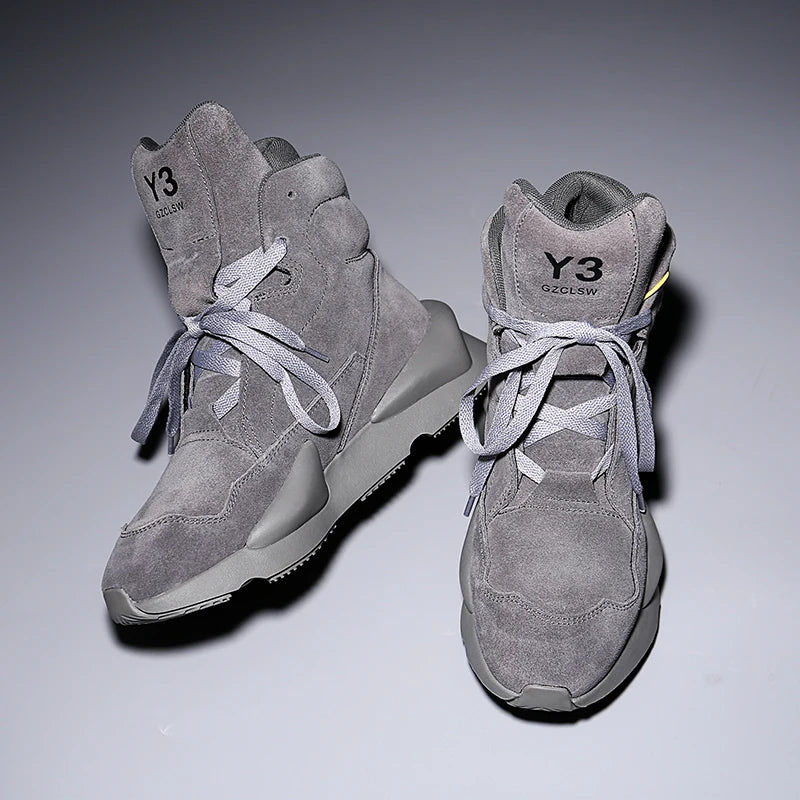 Men’s Cow-Suede High-Top Boots | Breathable Height-Boosting Lace-Up Design | Daily Wear & Outdoor Style