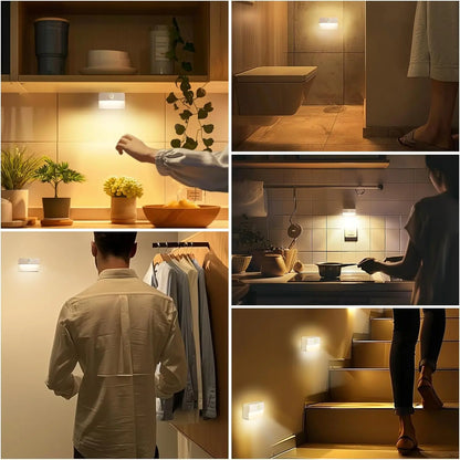 LED Night Light with Motion Sensor Cabinet Lamp Wireless Bedside Nightlight Battery Power For Bedroom Closet Stairs Lighting