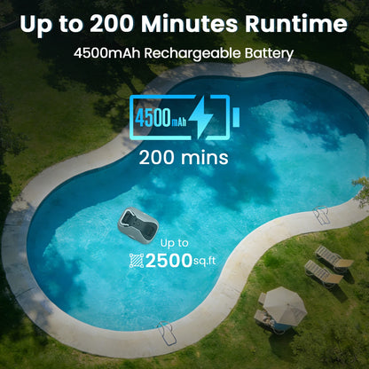 C1 Robotic Pool Cleaner, 200-Min Runtime,  Self-Parking Cordless Pool Vacuum for Above Ground & Inground Pools up to 2500 Sq.ft