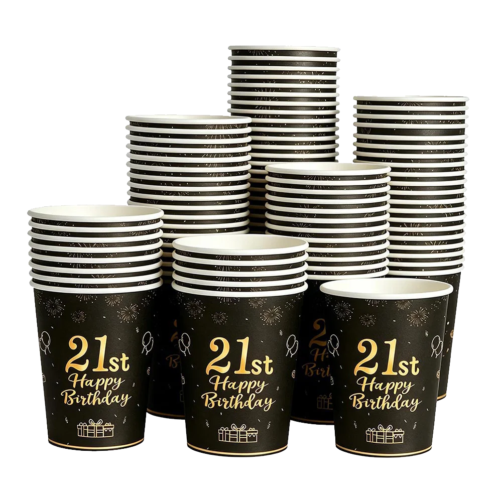 8-40pcs Men Women Adult 18th 30th 40th 50th 60th Birthday Party Decoration Supplies Black Gold Disposable 7/9inch Paper Plates