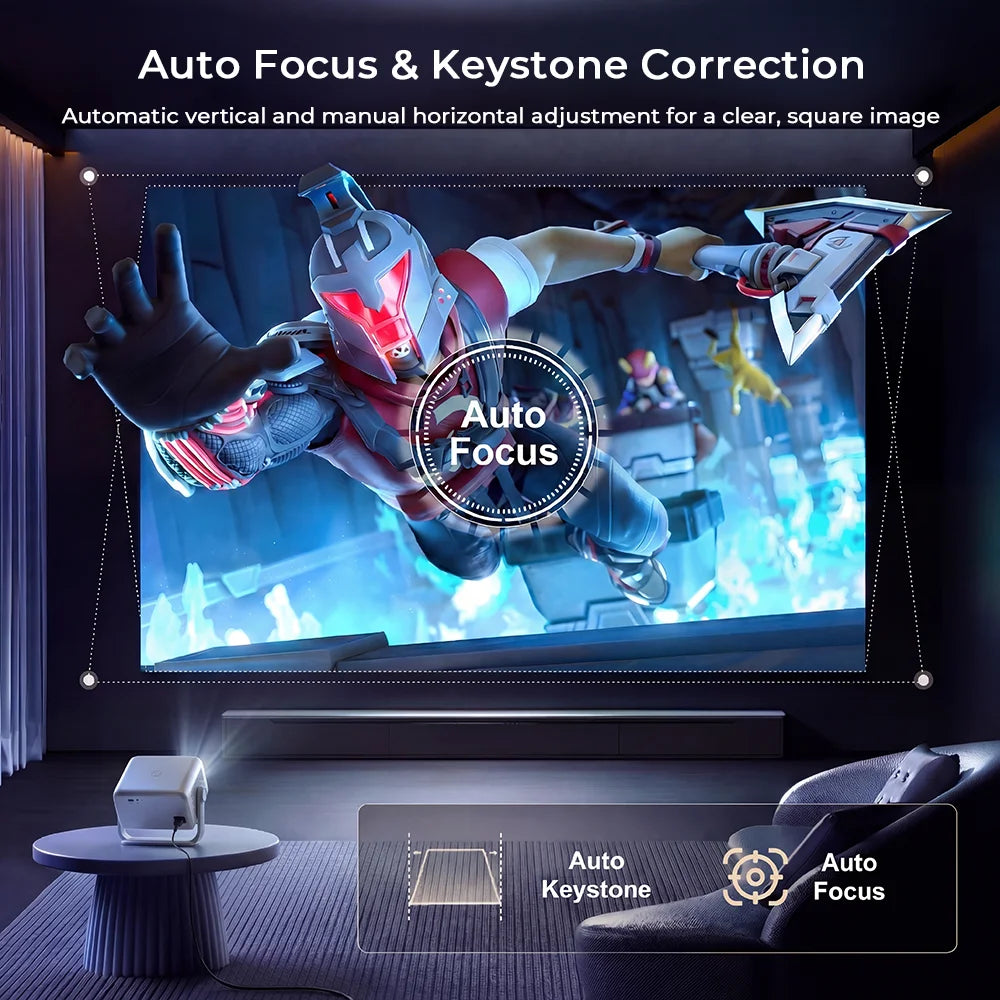 LYNCast Smart Projector with BT5.4 and WIFI6, L018, FHD 1080P, Android14, 360° Rotate Portable, Home Theater, Perfect for TV Series, Movies, Gaming, Anime, Sports, K-Dramas, Concerts