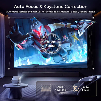 LYNCast Smart Projector with BT5.4 and WIFI6, L018, FHD 1080P, Android14, 360° Rotate Portable, Home Theater, Perfect for TV Series, Movies, Gaming, Anime, Sports, K-Dramas, Concerts