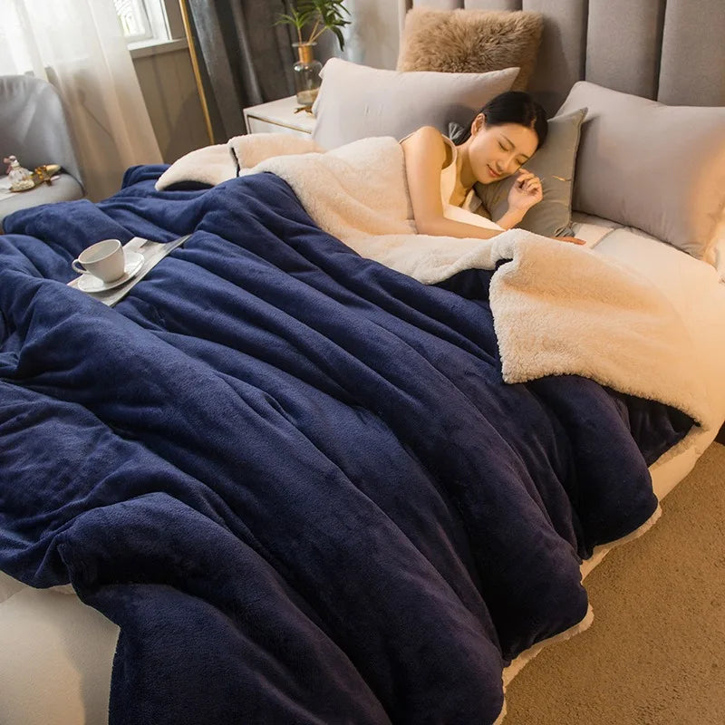 Sherpa Blanket Twin Warm Bed Blanket for Winter Cozy Soft Fuzzy Couch Throw Flannel Fleece/Wool Like Reversible Plush Blanket