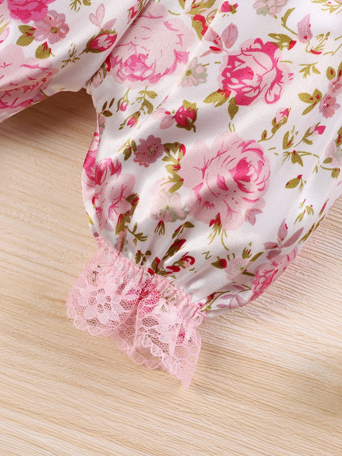 Baby Girls Floral Romper Set, Sleeveless Lace Trim Jumpsuit + Matching Bow Headband, 2pcs Outfit