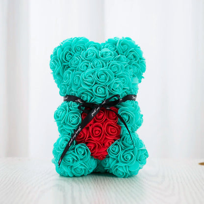 Rose Flower Bear Hand Made Rose Teddy Bear Gifts for Women Valentine's Day Mothers Day Wedding Anniversary