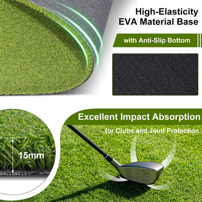 6x10 ft Golf Simulator Turf Putting Green Practice Mat, 15mm Pile Non-Slip Backing for Home Simulator Basement Garage, Artificial Turf for Driving Range(Only Grass Turf)