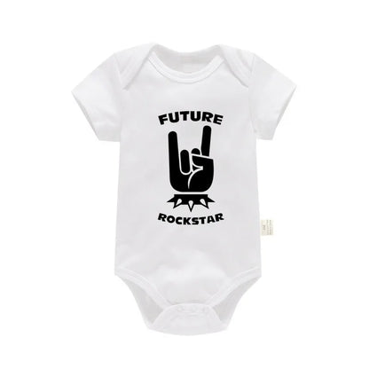 Born To Rock Newborn Baby Short Sleeve Cotton Baby Bodysuit Cute Baby Boy Clothes Jumpsuit Infant Outfit Baby Body Rock Onesie