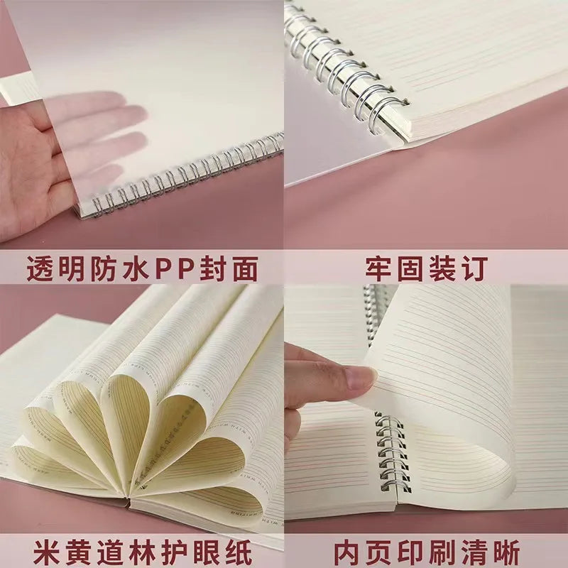 Transparent A5 Spiral Notebook, Lined & Grid Inner Pages, Journal Notepad