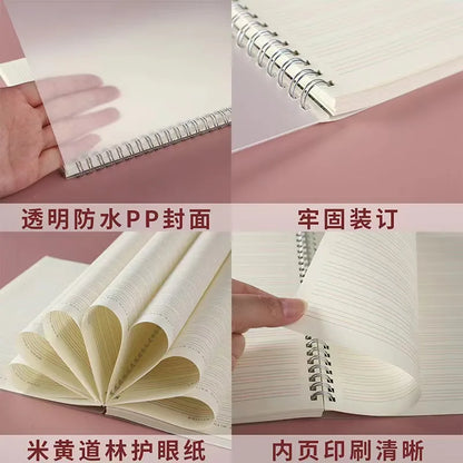 Transparent A5 Spiral Notebook, Lined & Grid Inner Pages, Journal Notepad