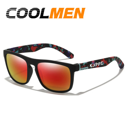 COOLMEN Classic Men Square Polarized Fishing Sunglasses Outdoor Driving Cycling Running Goggles Vintage Large Frame UV400