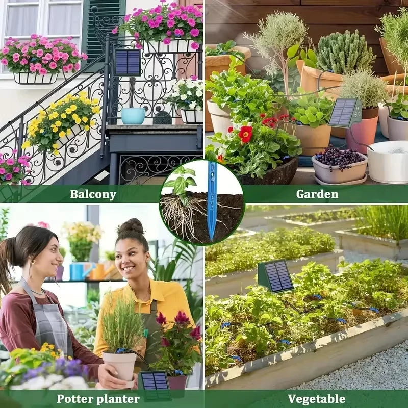 New DIY Square Solar Drip Irrigation System With 10 Drip Heads Irrigation Belt For Gardens Courtyards Orchards