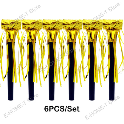 Party Noise Makers Gold Silver Fringed Glitter Whistles Blowers Horns for Birthday Party Scares Baby Shower Graduation New year