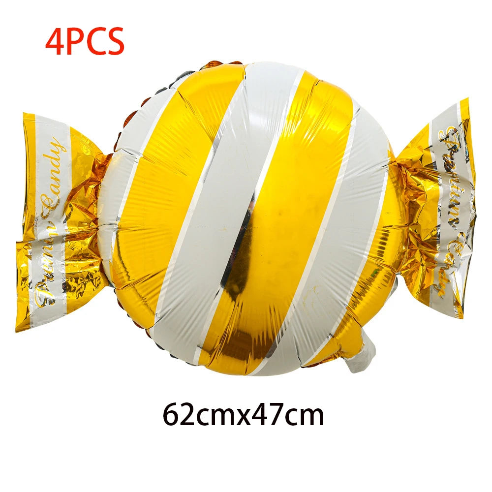 4Pcs Colorful Candy Foil Balloons Children's Birthday Party Decoration Striped Polka Dots Balloon Kids Baby Shower Christmas
