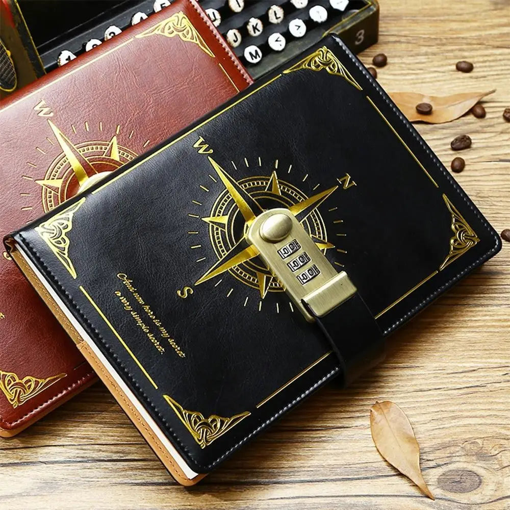 New 200 Sheets A5 Notebook Retro Password Book With Lock Thickened Creative Diary Book Students Notepad Stationery