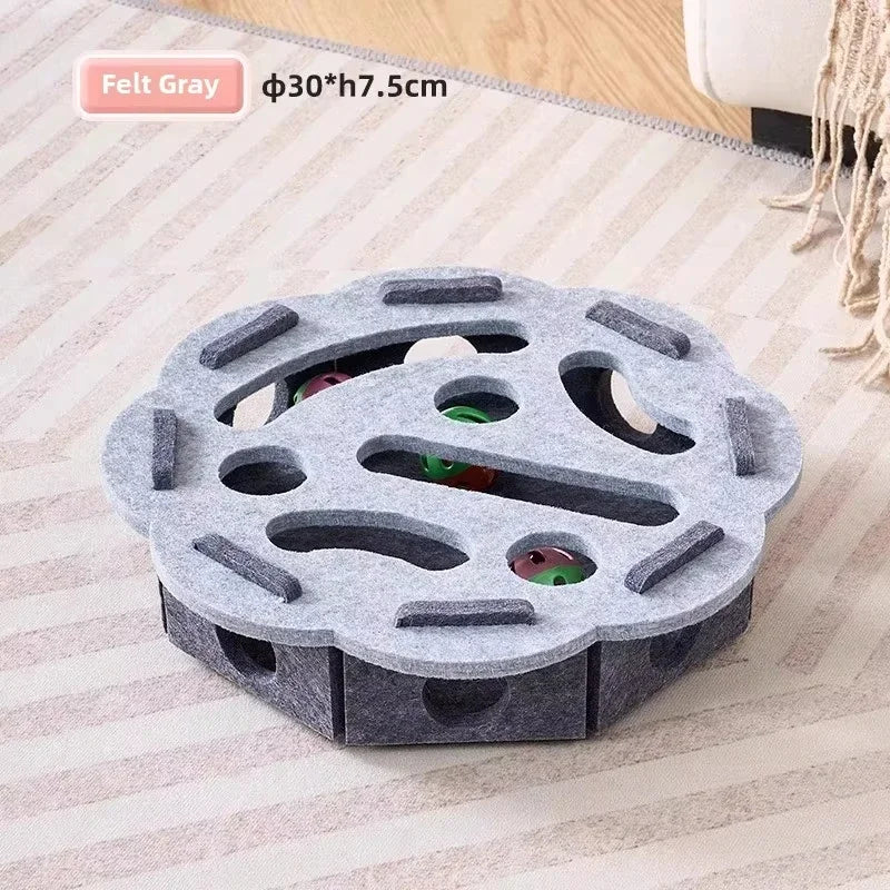 Cat Puzzle Toy Felt Puzzle Box Cat Exercise Toy with Ball Indoor
