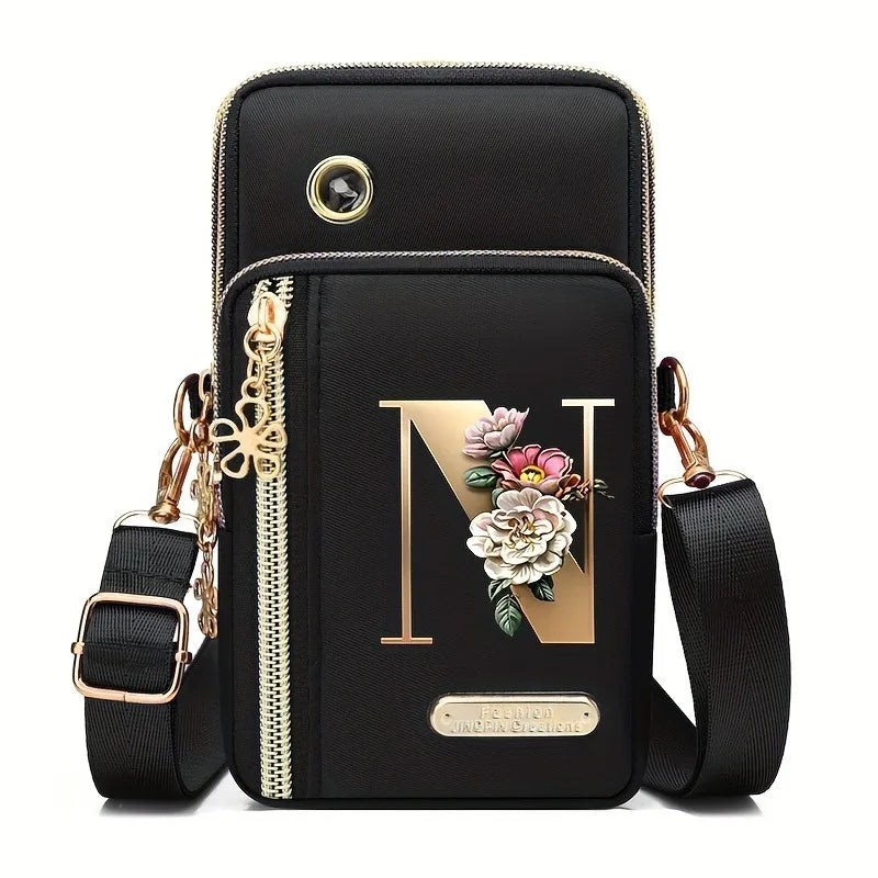 Huaben Letter Z Printed Fashion Casual Messenger Bag Change New Nylon Cloth New Mobile Phone Bag Women's Bag