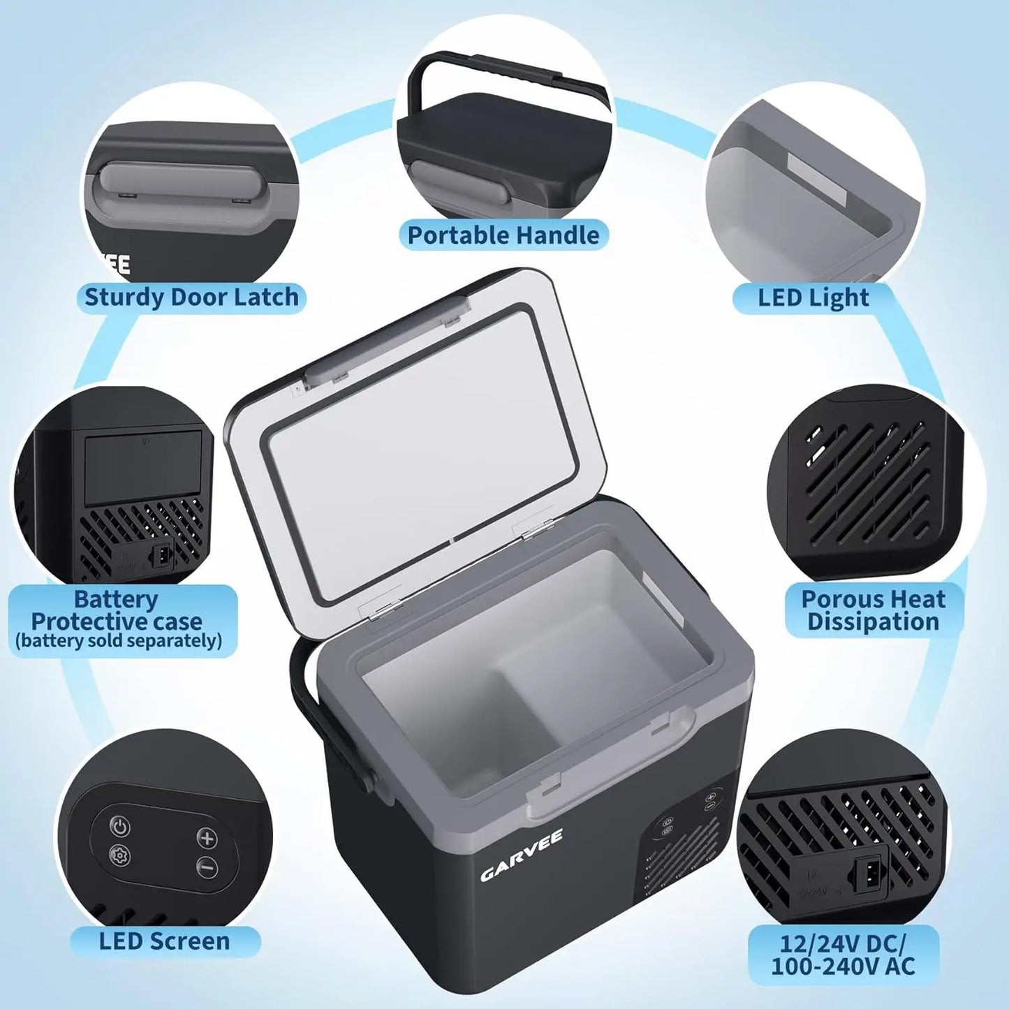 Car Refrigerator, 13QT(12L)/19QT(18L) Car Fridge Portable Freezer Compressor Electric Cooler, Portable Refrigerator, Rapid Freezing, -4°f to 68°f, 12/24V Can, Built-in Light