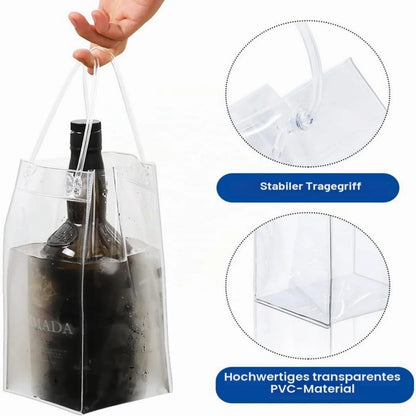 1/2/4PCS ICE Bags PVC Transparent Cooler Clear Pouch Ice Bucket Wine Champagne Bottle Chiller With Carry Handle Drink Bottle