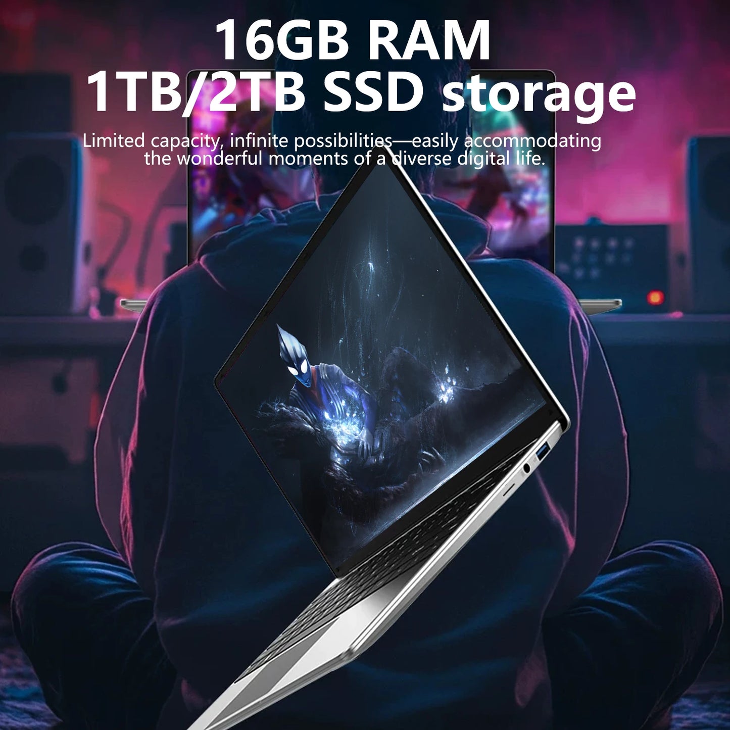 LENO 14.1"Ultra Slim Laptop Windows11 16GB 2TB SSD Gamer Notebook Intel 4405U 1920*1080 Display Office Study Gaming Computer PC
