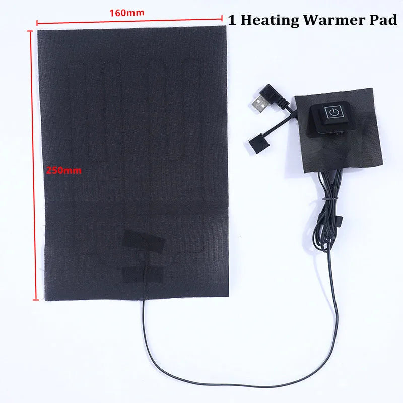 USB Clothes Heater Pad With 3 Gear Adjustable Temperature Electric Heating Sheet Heating Warmer Pad For Vest Jacket