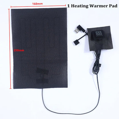 USB Clothes Heater Pad With 3 Gear Adjustable Temperature Electric Heating Sheet Heating Warmer Pad For Vest Jacket