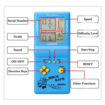 Rechargeable Retro Handheld Game Player Type-C Charge Nostalgic Game Console with Switch for Tetris Machine Boy Puzzle Toys Gift