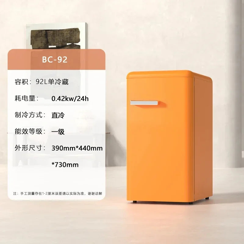 Chigo orange retro single door refrigerator, small medium family kitchen, refrigerator