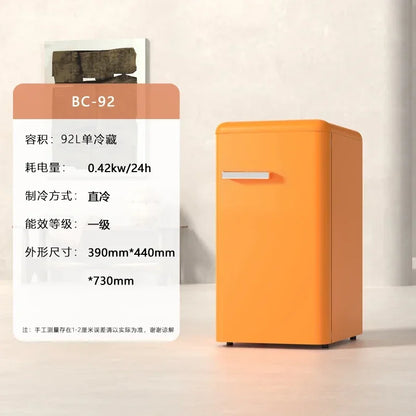 Chigo orange retro single door refrigerator, small medium family kitchen, refrigerator
