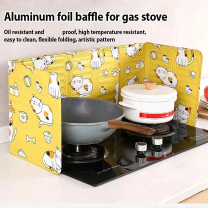 Aluminum Foldable Kitchen Gas Stove Baffle Plate Kitchen Frying Pan Oil Splash Protection Screen Heat Shields Kichen Accessories