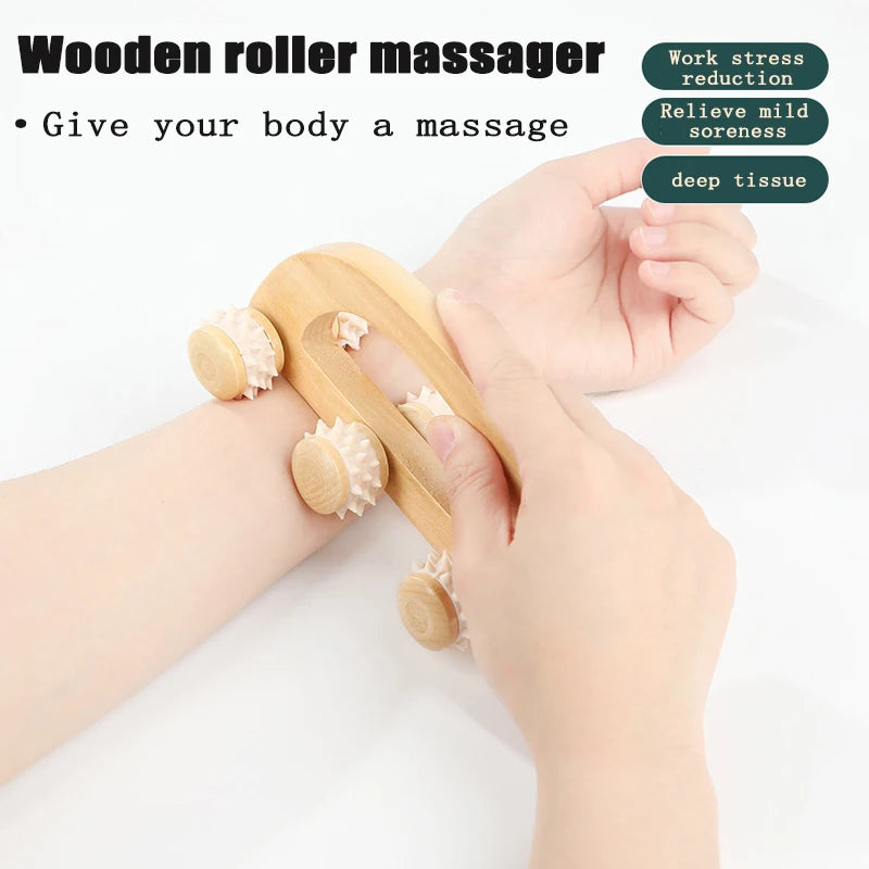 Wooden Massager Manual Roller Neck Back Waist Massage Tool Portable Meridian Dredging Massager Relax Leg Body Massage for Face
