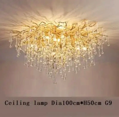 Luxury Gold Crystal LED Chandeliers Living Dining Room Bedroom Lighting Lustre Ceiling Pendant Lamps Indoor Villa Lights Fixture